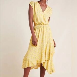 Maeve Yellow V-Neck Sleeveless Asymmetric Dress